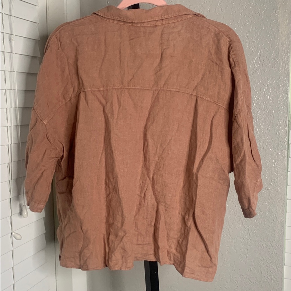 Zara linen Casual button blouse Shirt xl - Picture 6 of 6